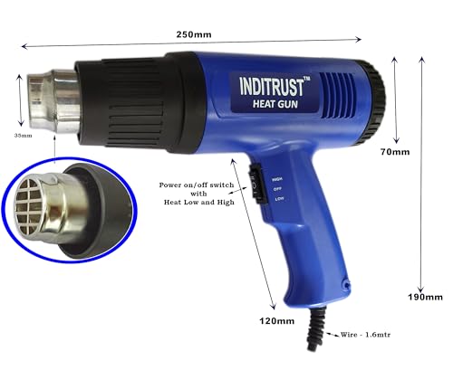 Inditrust 2000 Watt professional heat gun hot air gun with dual temperature setting for Shrink Wrapping, Packing, Paint removal heat gun designed for industrial use (BLUE)