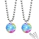 KBIBCK Disco Kugel Halskette, Disco Accessoires Damen, Discokugel Halskette LED mit Licht, Discokugel Schmuck, Thema Party Diskokugel Silber, Disco Kugel Zubehör Frauen Mädchen für Karneval Halloween