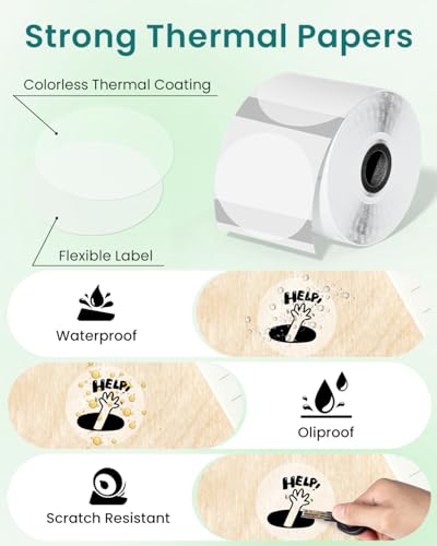 Image of Phomemo Thermal Labels - Clear Circle Labels, M110 /M220 /M221 /M120 /M200, Transparent, 1.96 inchx1.96 inch (50x50mm), Round Stickers for Logo /Barcode /Address