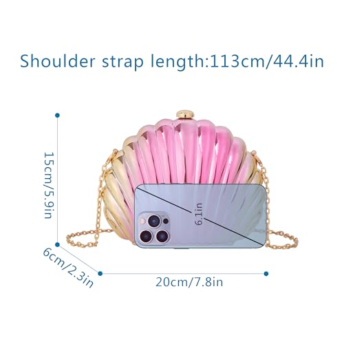 Image of Women Seashell Evening Bag Purse Mermaid Chain Strap Clutch Handbag Shoulder Bag | Seashell