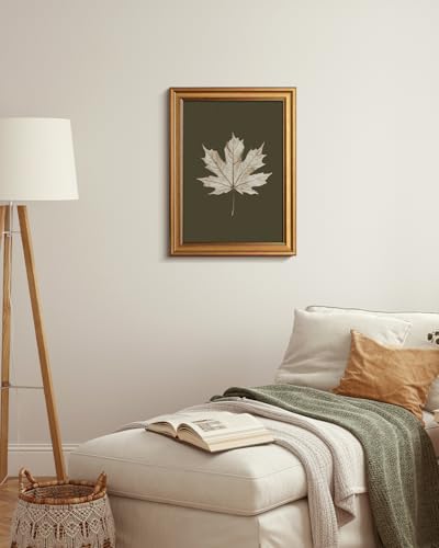 Image of VIYYIEA Vintage Gold Framed Wall Art for Living Room, Maple Leaf Canvas Prints Home Decor, Oil Painting Picture, Bedroom Wall Decor Gifts for Friends or Family -【Maple Leaf Specimen】-(16L x 12W)