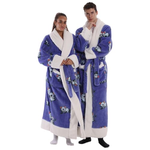 Gegeryozer Albornoz Unisex Adultos - Albornoz de Felpa Largo 140 cm Extra Suave, Absorbente, Cinturón Ajustable, 2 Bolsillos, Talla Única para Hogar, Spa