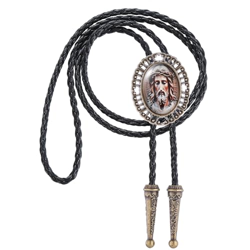 Image of Jeilwiy Bolo Tie for Men Western Cowboy Gothic Bolo Tie Necklace Halloween | Glow in Dark Bolo Tie for Men Women, 3D Halloween Bolo Tie, Gothic Western Ties, String Ties for Men Rodeo Leather Necktie