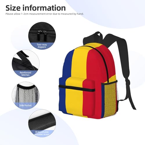 Mochila para libros con estampado de Rumanía para evitar dolores de espalda 5