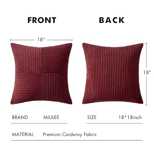 Image of MIULEE Burgundy Decorative Throw Pillow Covers for Couch 18x18 Inch