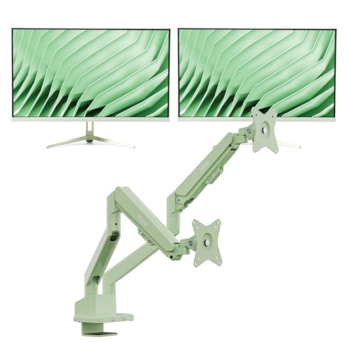 Image of Pixio Two PX278 Wave Mint Green 27 inch 180Hz Refresh Rate FHD 1440p Resolution Fast IPS Panel 1ms GTG Response Time Gaming Monitor and PS1D Wave Mint Green Green Dual Monitor Arm