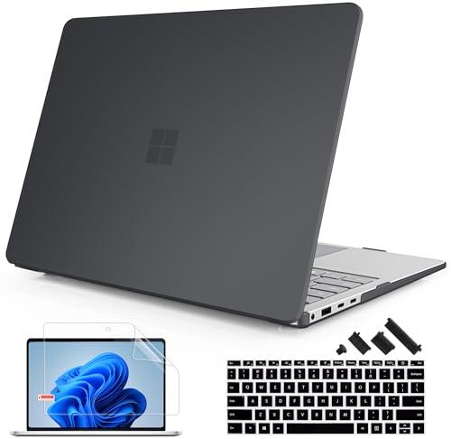 Mektron Matte Case for 13.8 Microsoft Surface Laptop 8 2026 Fits Surface Laptop 13.8 Inch 7 2024 Cover (Model: 2036) Keyboard Cover +Screen Protector +Dust Plugs Matte Black
