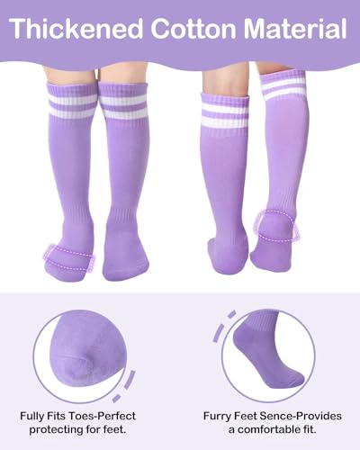 Derkue 5 Pair Tollder Soccer Socks - Kids Football Soccer Socks - Knee High Tube Long Soccer socks for Girls Boys 3-6 years2