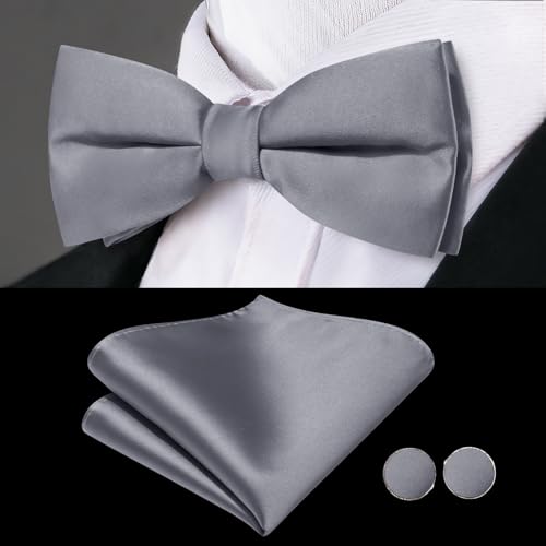 Image of Dubulle Mens Cummerbund and Bow Tie Set Paisley Floral Pretied Bowties for Men Pocket Square Cufflinks Wedding Business
