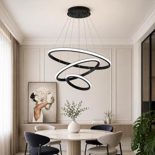 Image of Dreamie Mordern Led Chandelier Lights for Ceiling Size 600 Mm | Hanging Decoration Light for Living Room /Dinning Table /Office /Restaurant | Jhumar for Hall Decor | Black