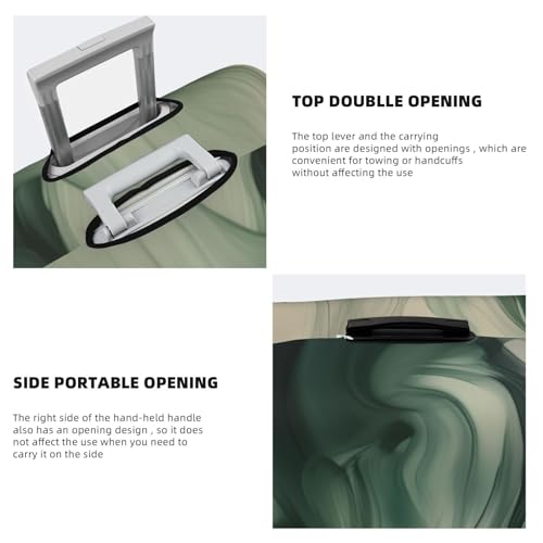 Swirling Mass Of Dark Green Light Gray Elastic Travel Luggage Covers Dustproof Scratch-Resistant Suitcase Protector Fit 22-24 Inch3