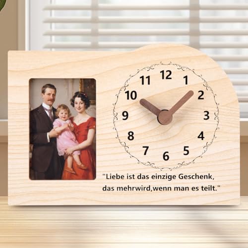 ACCSHINE Horloge Murale Album Photo Cadeau Bois - Personnalisées avec Une Silencieuses avec Un Cadre Créez Une avec Vos Propres Table 20 cm Aiguilles Style Vintage