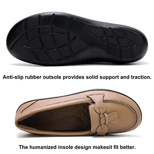 Image of Maichal Loafers for Women Slip On Comfort Leather Tassel Dress Shoes