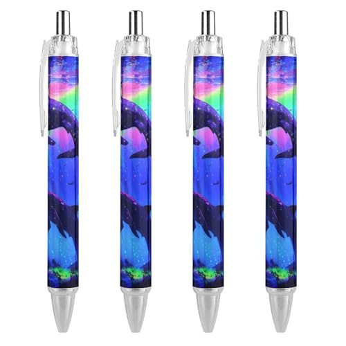 Bolígrafo psicodélico retráctil de punta fina de 0,5 mm, tinta negra, 4u