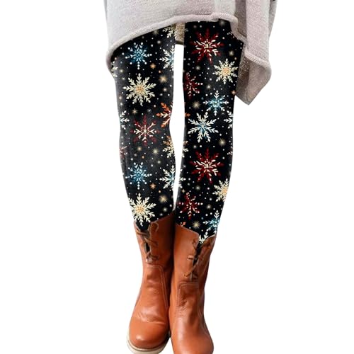 HZling Jeggings Mujer Leggings de Moda para Mujer,Pantalones casuales con estampado de Navidad,Slim,elástico,Botas largas, Le Noir, L