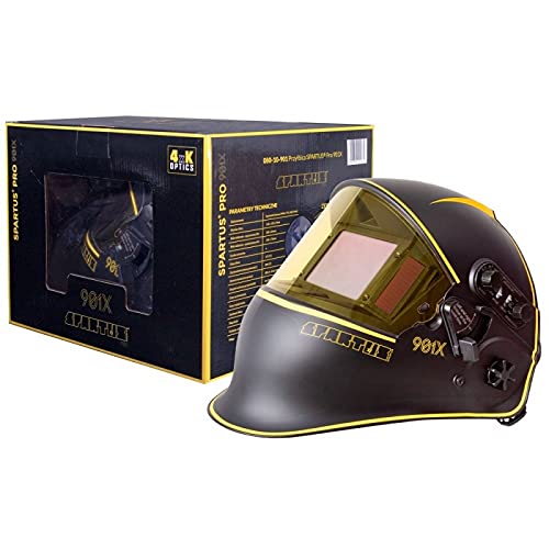 SPARTUS Pro 901X Przyłbica spawalnicza Spawanie łukowe MIG/MAG, TIG, MMA Szlifowanie Szerokie pole widzenia DIN 4-8/DIN 9-13 Automatyczny filtr spawalniczy najwyższej klasy optycznej