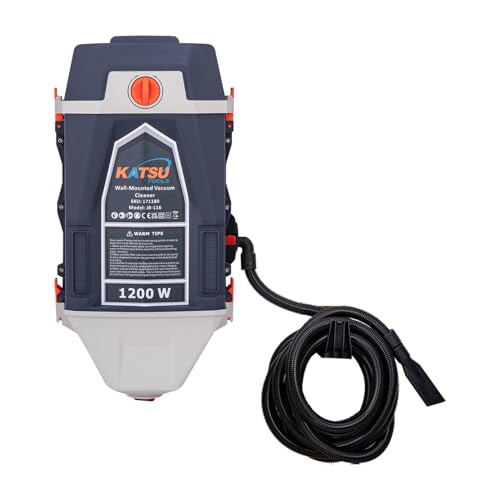 KATSU Tools Aspirateur de Garage Mural 25 litres 1200W, Extracteur de Poussière et Souffleur pour Voiture et Atelier avec Tuyau de 10m 171180