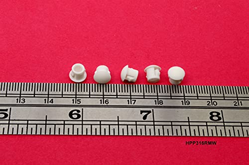 Image of White Nylon Push in Locking Hole Plug - Fits Panel Hole Diam 3 /16 inch, Head Diam 1 /4 inch, Fits Panel Thickness .016 inch-.062 inch, Surface Finish Matte-Textured
