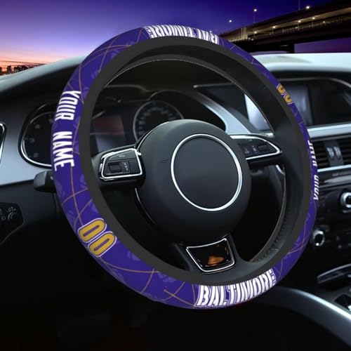 Baltimore Custom Car Steering Wheel Covers,Add Personalized Name,Non-Slip Steering Wheel Cover Car Interior Accessories,Universal 15 Inch Fit Suit for Most Car,SUV,ATV,Truck