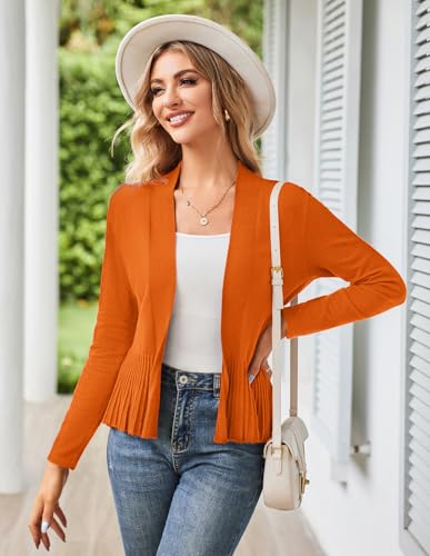 Image of GRACE KARIN Women's Lightweight Peplum Cardigan Sweaters Open Front Cropped Cardigan Long Sleeve Trendy Summer Knit Tops