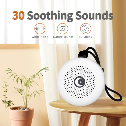 Sleepbox Sleep Sound Machine Portable Noise Machine with 30 Soothing Sounds 4 Timer Memory Function Rechargeable Battery 32 Volume Levels for Sleeping Traveling Relaxing for Baby Kids Adults (White) - Image 3