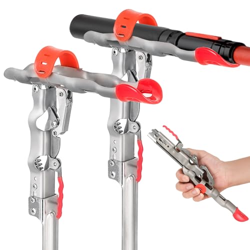 NATGAI 2 Pack Automatic Spring Fishing Rod Holders Stainless Steel Auto Hook Setter Rod Stand with Ground Support Folding Pole Bracket Adjustable 360 Tip-Up Rod Rack for Bank Fishing
