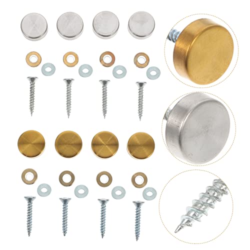 GLEAVI 16 sets tornillos decorativos de espejo de acero inoxidable grueso con tapa plana para espejos, armarios, mesas de té y muebles de vidrio miniatura 7