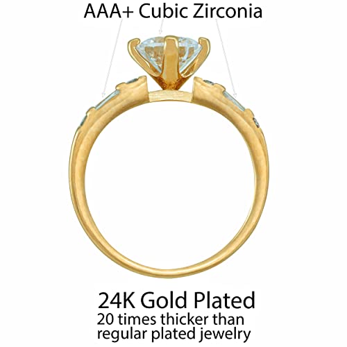 LIFETIME JEWELRY Circle Cubic Zirconia Wedding Ring for Women 24k Gold Plated4