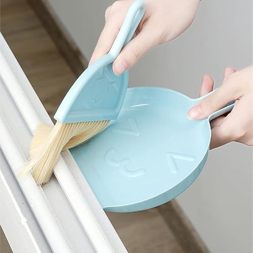 Tischbesen mit Schaufel, 2 Set Mini Handfeger Tischbesen Kehr Tragbare Schaufel, Camping Besen für Haus, Büro, Schule und Haustier Reinigung (1)