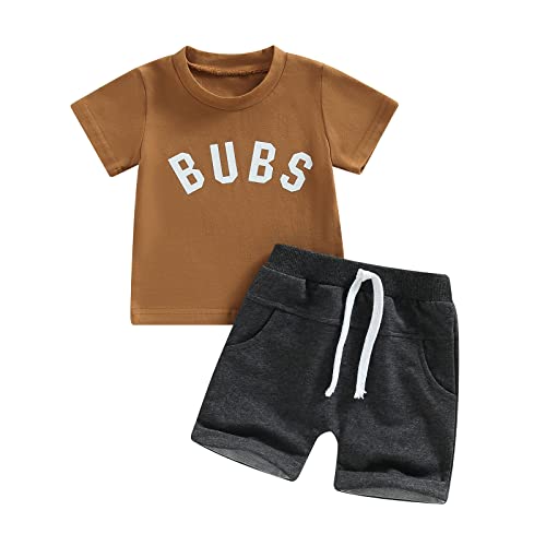 Image of wdehow Toddler Baby Boy Summer Clothes Letter Print Tops Shorts Outfits