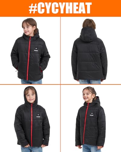 Image of CYCYHEAT Kids Heated Jacket - Boys and Girls Heating Jackets Hoodie Coat With Battery Pack Heated Clothing for Skiing