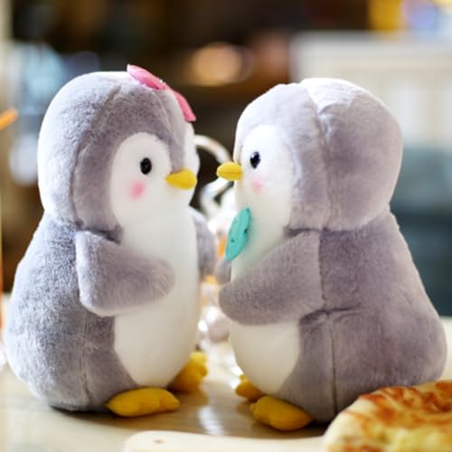 Aurasky Pinguin Kuscheltier Süß, Plüschtier Pinguin 25cm, Pinguin Stofftier zum Kuscheln & Spielen, Plüschpinguin Kissen Puppe Geschenk für Fans Kinder Mädchen Jungen(2-Teiliges)