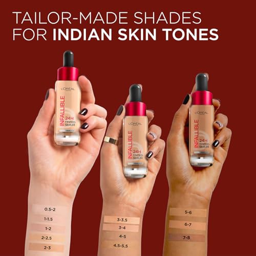 Image of L'Oreal Paris Infallible 24H Tinted Serum Foundation, 7-8 Tan Deep | 24H Wear Lightweight Serum Foundation, 1% Pure Hyaluronic Acid, Radiant Skin-Like Coverage, Plumper & Hydrated Skin