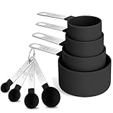 8 Stück Messlöffel Set, Messbecher Und Messlöffel Aus Kunststoff Mit 4 Messbechers Und 4 Messlöffel Mit Edelstahlgriff,Measuring Cups and Spoons Set Für Messungen in Der Küche Beim Kochen Und Backen