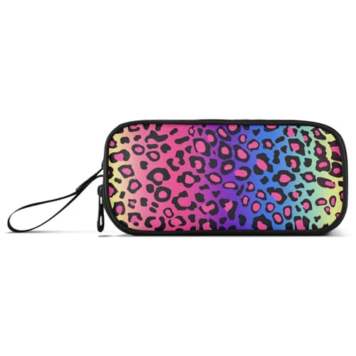 Image of senya Big Capacity Pencil Pen Case, Rainbow Leopard Cheetah Pen Box for School Office College Multi-Purpose Pouch Holder Organizer Cosmetics Bag