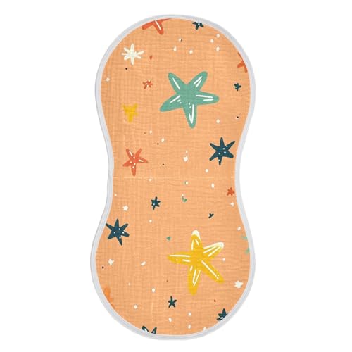 2 Pack Baby Burp Cloths, Soft Absorbent Burping Cloths for Babies, Cotton Milk Spit Up Rags, Large Size for Newborns, Baby Boys and Girls (Cute Stars)2