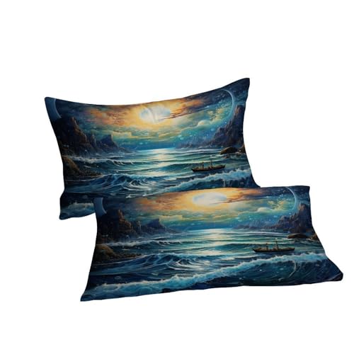 Housses de couettes king en microfibre premium imprimé marées chic - 7