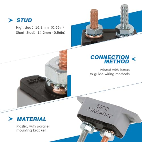 Image of GLOSO E518 Stud Type Circuit Breakers, Lengthwise Bracket, Auto Reset (T1) - 1 Pack (25A)