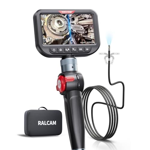 Ralcam Endoskopkamera mit Licht Endoscope Camera mit 180 beweglichem Kopf 6 5mm Dual-Sonde 5 HD Display Inspektionskamera IP67 Wasserdicht Rohrkamera mit 1 5M Halbstarrem Kabel & 6+1 LEDs