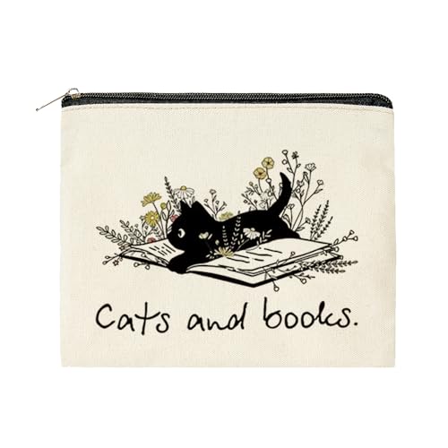 トイレタリーポーチ トイレタリーバッグ 洗面用具 ポーチ 本の上の黒猫と花 化粧品 洗面用品 アクセサリー用の女性用トラベルバッグ