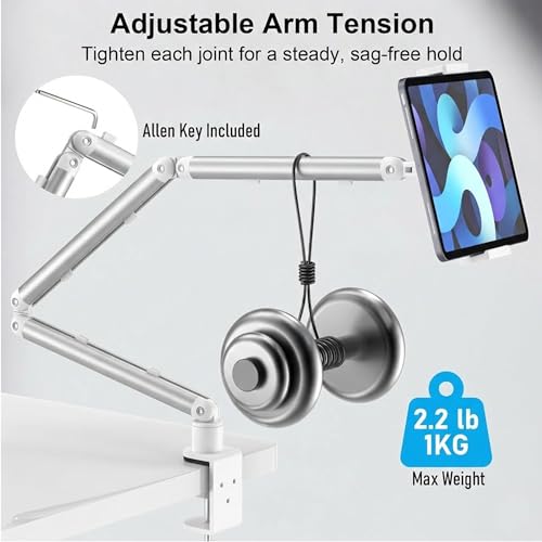Image of iPad Holder For Desk, Adjustable Tablet Arm iPad Desk Mount with C-Clamp