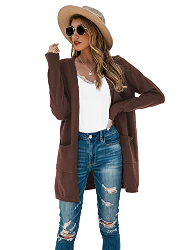 Image of TASAMO Cardigan Sweaters for Women Long Sleeve Open Front Casual Knit Fall Coat Oversized Soft Outwear with Pockets