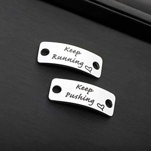 ENSIANTH Trainer Tags Gift for Runner Keep Running Keep Pushing Shoe Lace Tag Fitness Gym Gift Inspirational Gift for Girls2