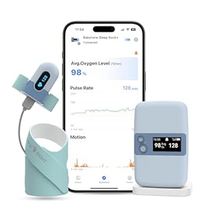 Babytone Baby Sleep Monitor with Base Station, Smart Sock Foot Monitor with App, Tracks Heart Rate, Movement and Average Oxygen Level, Fits Newborn 0 to 36 Months Old (Baby Sleep Sock +)