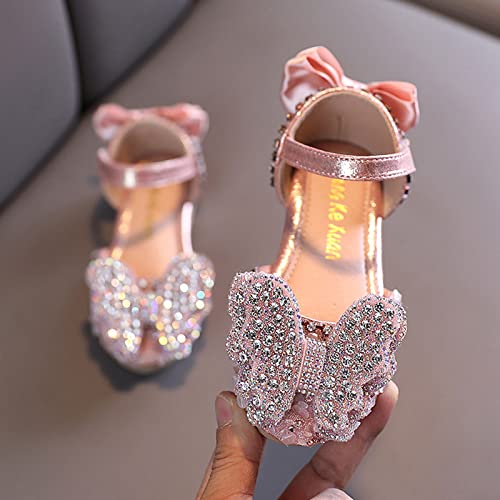 Summer Girls Dance Shoes Princess Dress Performance Shoes Ribbon Pearl Rhinestone Bow Flat Girls Booties Size 43