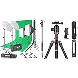 NEEWER Fotostudio Set mit Hintergrund Fotografie: 8,5ftx10ft Hintergrundsystem & 197cm Kamera Stativ Einbeinstativ für DSLR Handy