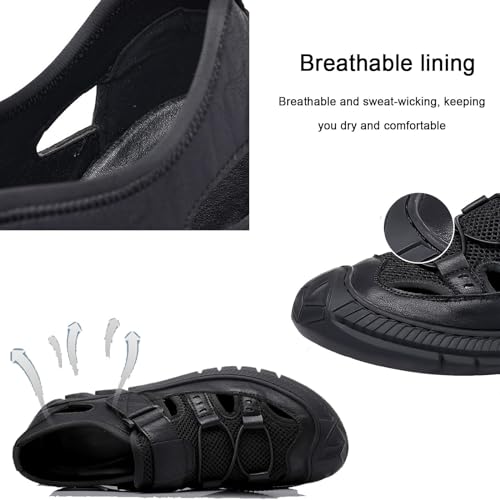 Men's Mesh Sport Sandals Breathable Adjustable, Closed Toe Fisherman Sandals Outdoor Casual Shoes for Everyday Comfort and Durability4