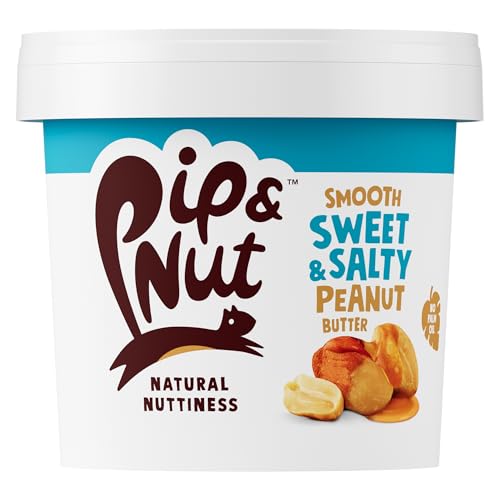 Pip & Nut Sweet and Salty Smooth Peanut Butter (1Kg) | No Palm Oil Natural No Added Sugar Vegan Single Origin Hi-Oleic Peanuts