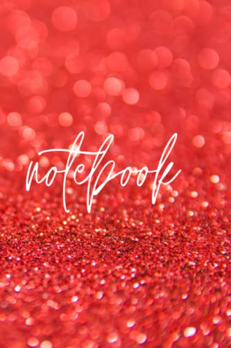 Red glitter notebook: 6x9 red glitter paperback notebook