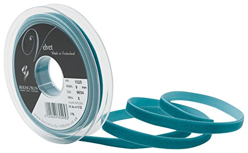 Berisfords - Cinta de terciopelo, Verde (Petrol 9654), 9mm x 5 m Cover